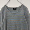 Used Washable A.P.C Border Cotton Knit Sweater Gray Women's XS Size
