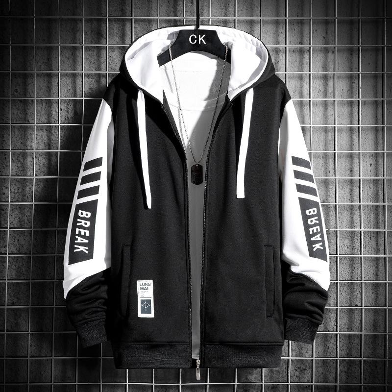 Dünner Stil Hoodie Reißverschluss Sportjacke Herren Damen Bedruckt Langarm Rollenspiel Sportbekleidung S white