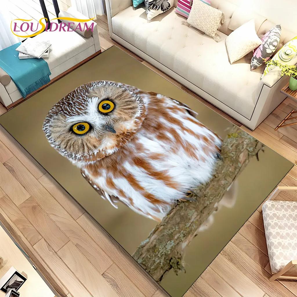 Schattige Uil 3D Cartoon Vloerkleed, Tapijt voor Huis Woonkamer Kinderkamer Bank Deurmat Decoratie, Kinderspeel Niet-slip Vloermat