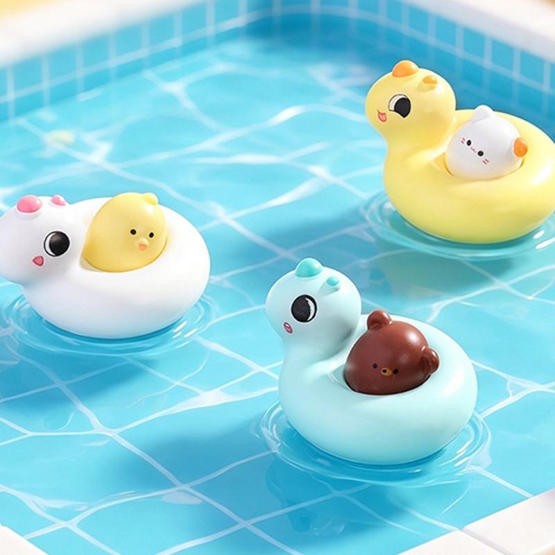 6PCS Cartoon Animal With Swimming Rings Desktop Ornaments Perfect for Kids Room and Landscape Potted Plant Decoration