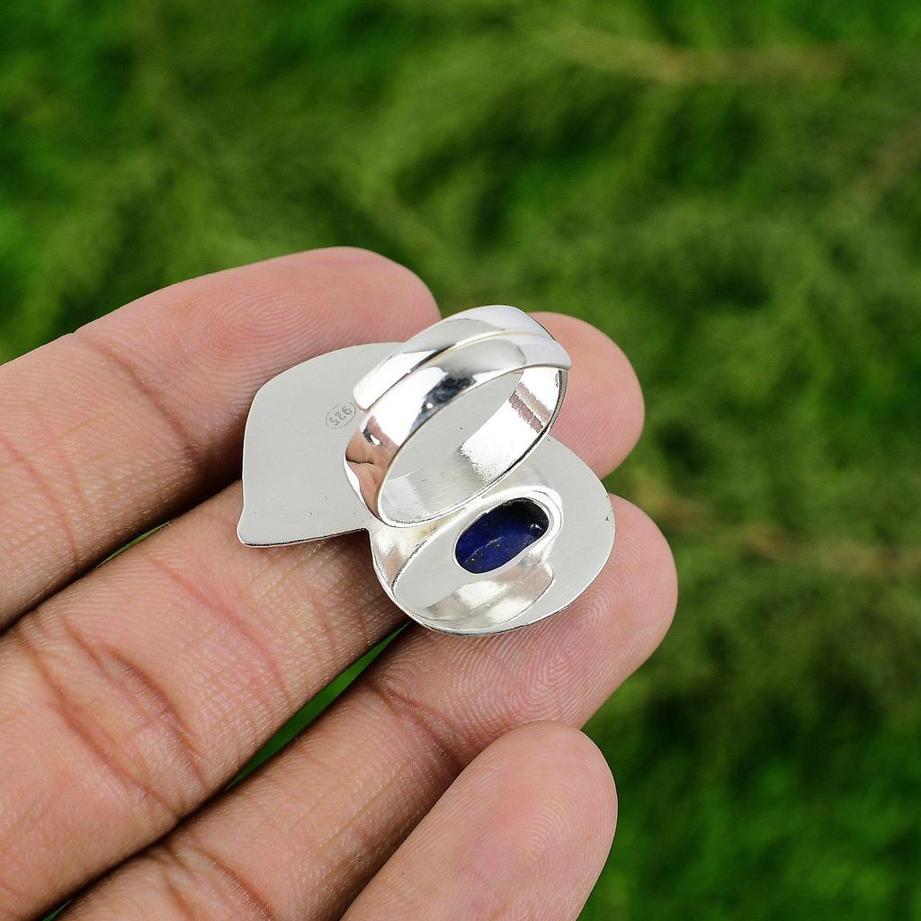 925 Sterling Silver Lapis Lazuli Stone September Birth Sister New Statement Ring