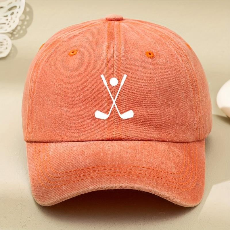 Cross golf club printed washed baseball cap for men and women, retro foreign trade duckbill cap suitable for outdoor sports