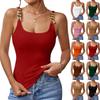 Débardeur côtelé pour femme à bretelles chaîne sans manches coupe ajustée maille stretch Camisole chemise de base d'été à superposer