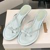 Fashion Eilyken New Summer Butterfly-knot Clip Toe Women Slippers Fashion Low Thin Heels Sandals Party Dress Flip Flops Shoes