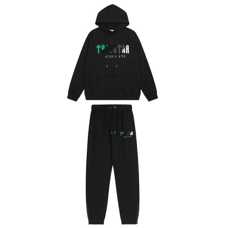 Herren Gradient Buchstaben Bestickter Hoodie Jogginganzug Set - Übergroß Fleece Warm Lässig Trainingsanzug Winter