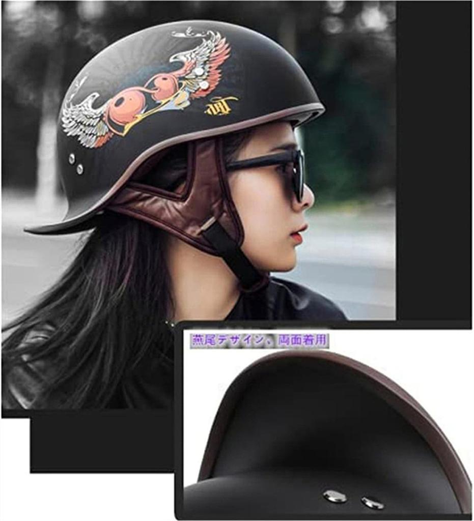 Motorcycle Half Helmet, Jet, Newest Half, Lightweight, Inner Shield, School, Skateboard, Shockproof, Tan, Breathable, Sub, Black, L Size (L,SL-7)