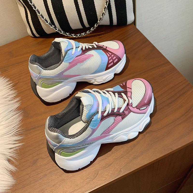 

Daddy shoes women ins tide 2024 autumn and winter Korean version fashion trend platform sports shoes 40 різнокольоровий