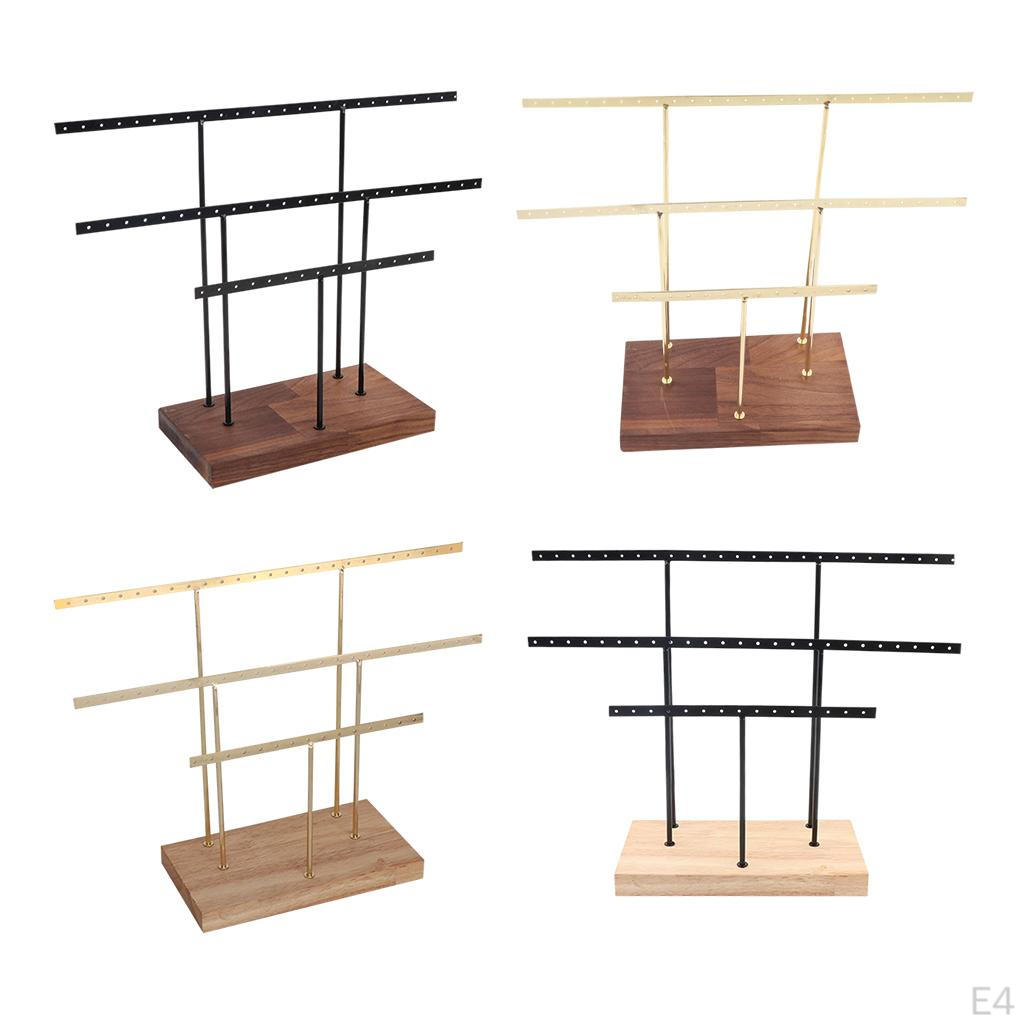 Earrings Holder Organizer Decorative Display with Detachable Wooden Base for Ear Bracelet