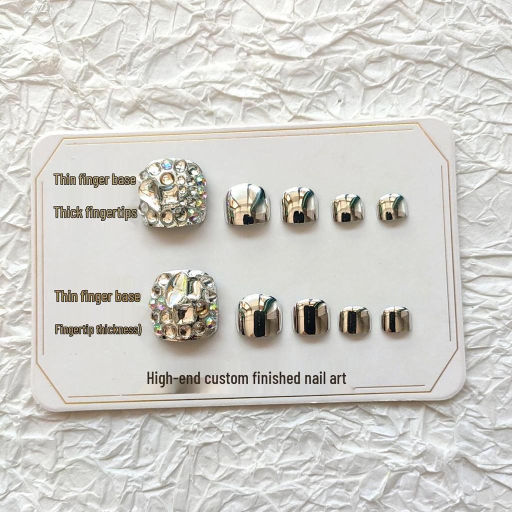 J62 Super Shiny Rhinestone Toenail Stickers: Gel Finish, Colored Diamonds, Wearable Fake Nails