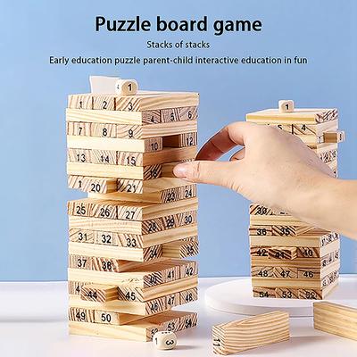 Solid Wood Puzzle Fun Stacked Height Tower Building Blocks Jenga Parent-Child Interactive Board Game Family Entertainment Toy