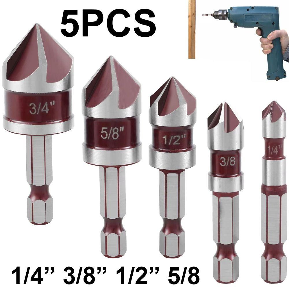 Hole Opener Drill Bit Set Hex Shank Chamfering Tool Solid Chamfer Drill Bit  Carpentry Power Tool