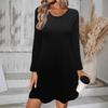 Women's Fashionable Solid Color Round Neck Long Sleeved Loose Dress