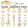 New Vintage Golden Pendant Charm Cat Butterfly Star Tennis Racket Bow Links Fit 9MM Stainless Steel Bracelet Women DIY Making