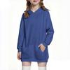 Children's Fashion Solid Color Long Sleeved Hooded Sweatshirt Girls' Mid Length Hoodie Top