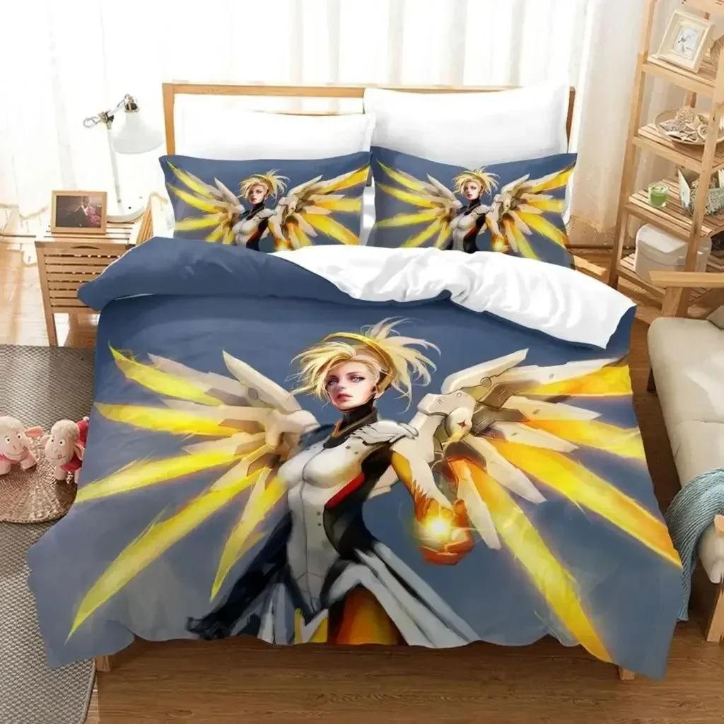 New 3D Print Anime Overwatch Widowmaker Bedding Set Bed Cover Pillow Case Cartoon Anime Character Duvet Cover For Boys Queen