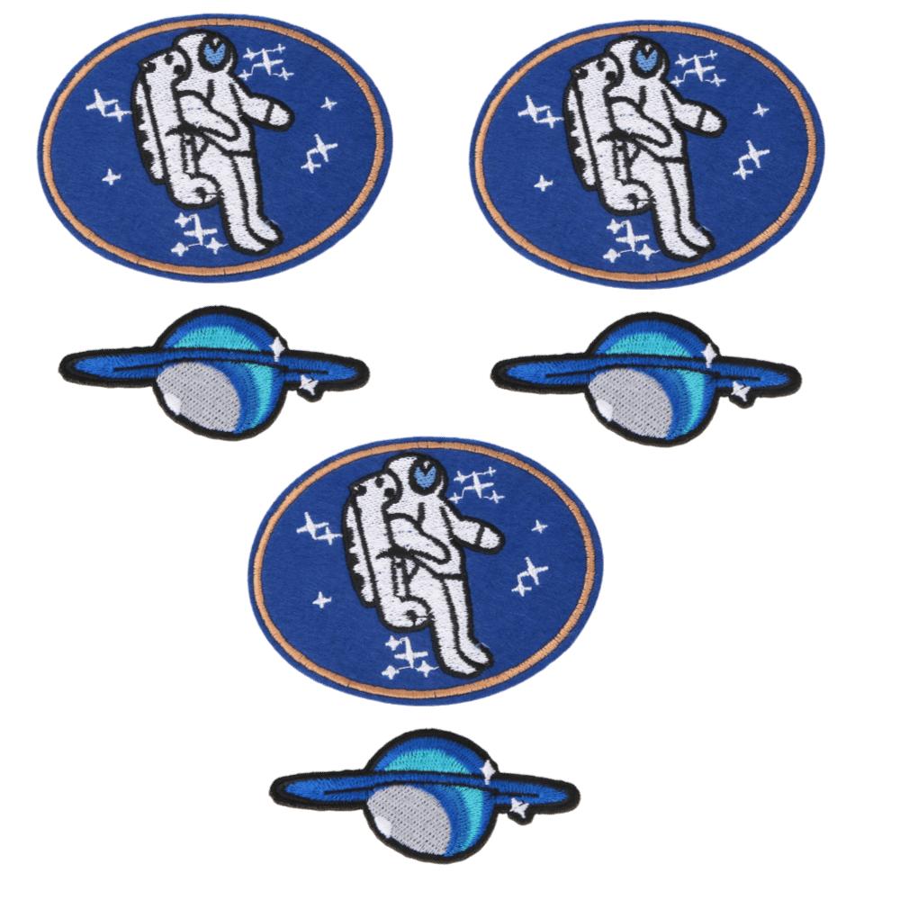 6pcs Iron-On Embroidery Patches Cartoon Astronaut Pattern Sewing Patches Accessories For Backpacks