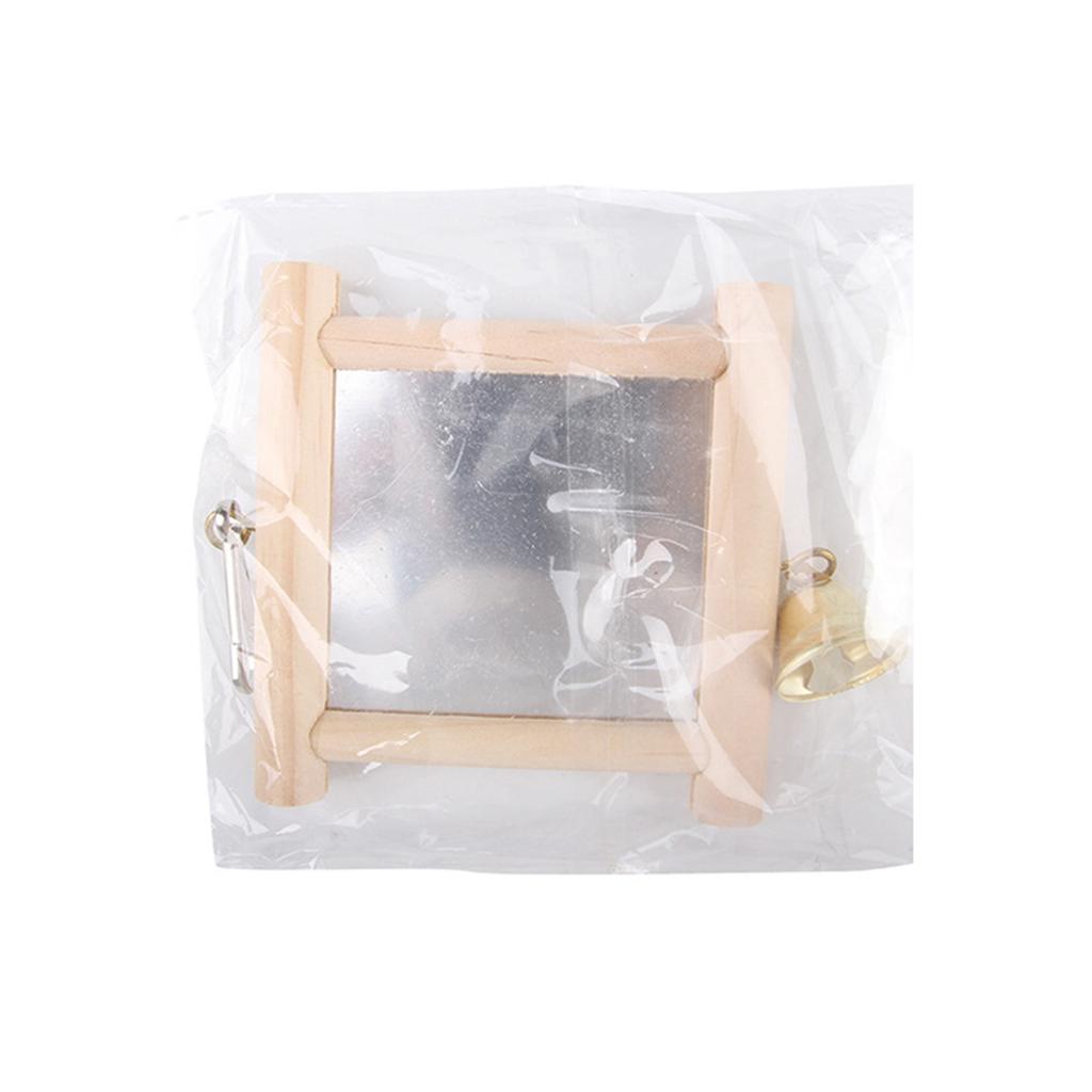 Bird Reflective Mirror Toy Small Parrot Mirror Parrot Cage Toy with Small Bells Pet Cage Interactive Mirror Supplies