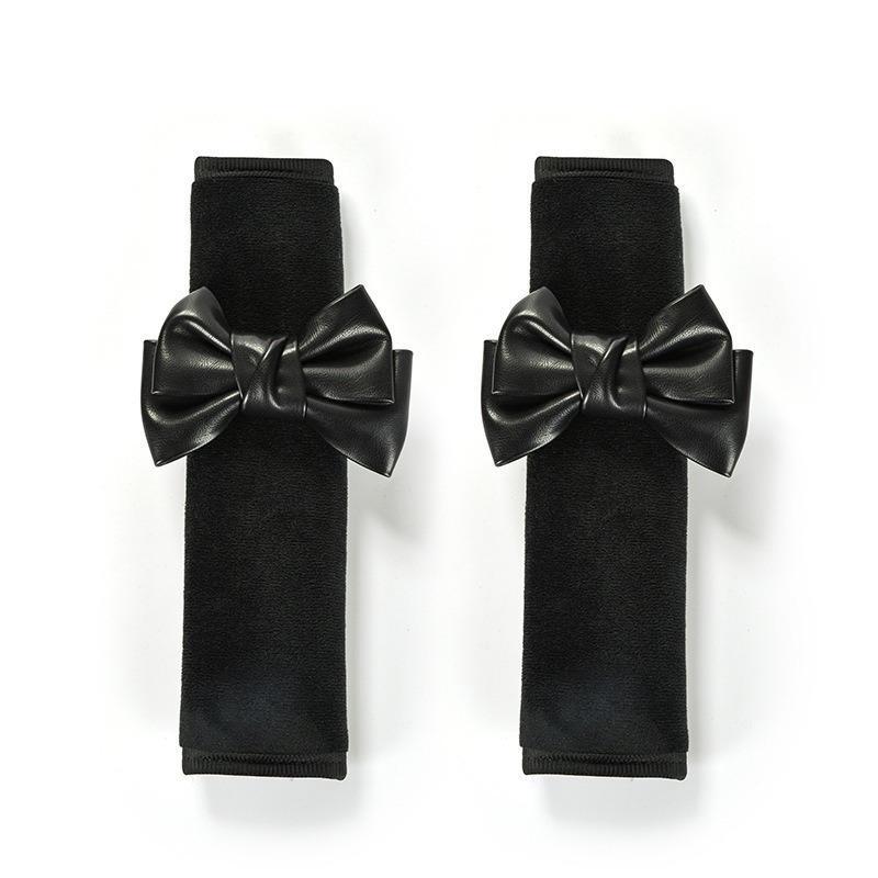 

2pcs Car Seat Belt Pads Cartoon Bow Tie Safe Belt Shoulder Strap Covers Breathable Seat Belt Cushion Helps Protect Your Neck And 2cps чорний