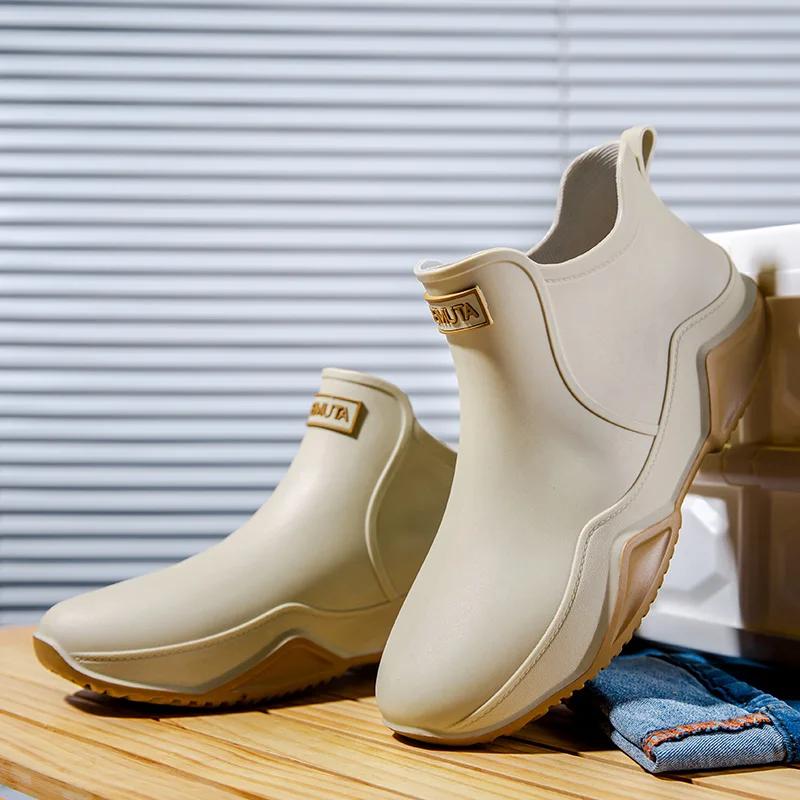 Same style short rain shoes for men and women, couples, low cut anti slip water shoes, PVC wear-resistant rain boots, garden wat