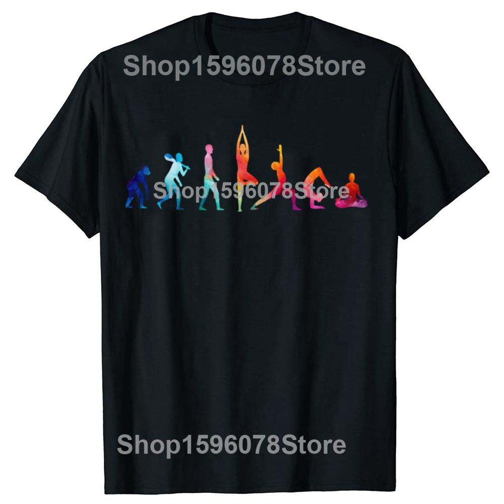 Funny Evolution of Yoga Graphic T Shirts Men Women Pure Cotton Humor Streetwear Tee Shirt Short Sleeve Unisex Loose Clothing