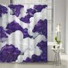 1pc 3D White Clouds and Dreamy Purple Trees Shower Curtain, Decorative Printed Bath Curtain with 12 Hooks, Bathroom Accessory