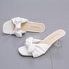 Vrijetijdsslippers Dames Basis Slides Casual Vreemde Hoge Hakken Schoenen Dames Effen Vlinderknoop Zomerslippers Grote Maat