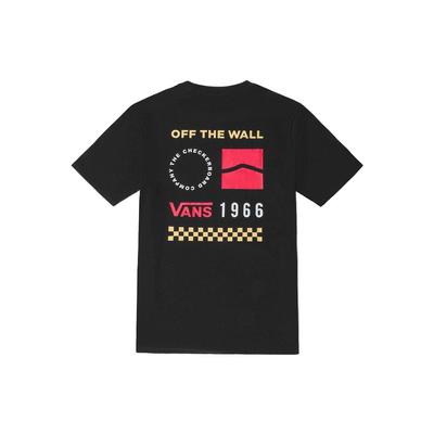 Vans Schachbrett-Letter- und Zahlen-Print Rundhals-Kurzarm-T-Shirt Damen Oberteile Schwarz VN0A7Q18BLK