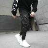 Spring Casual Pants Men Slim Fit Cotton Harem Pants Black Ribbons Ankle Length Joggers Men