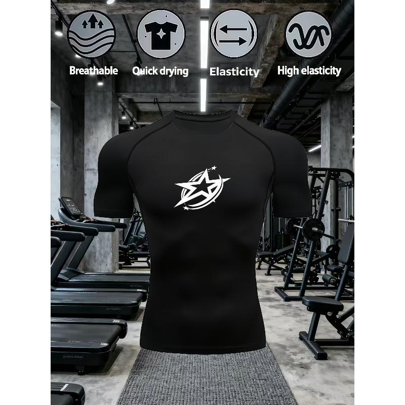 Men's High-Stretch Gym Compression T-Shirt with Quick-Dry & Breathable Fabric Casual Training Top