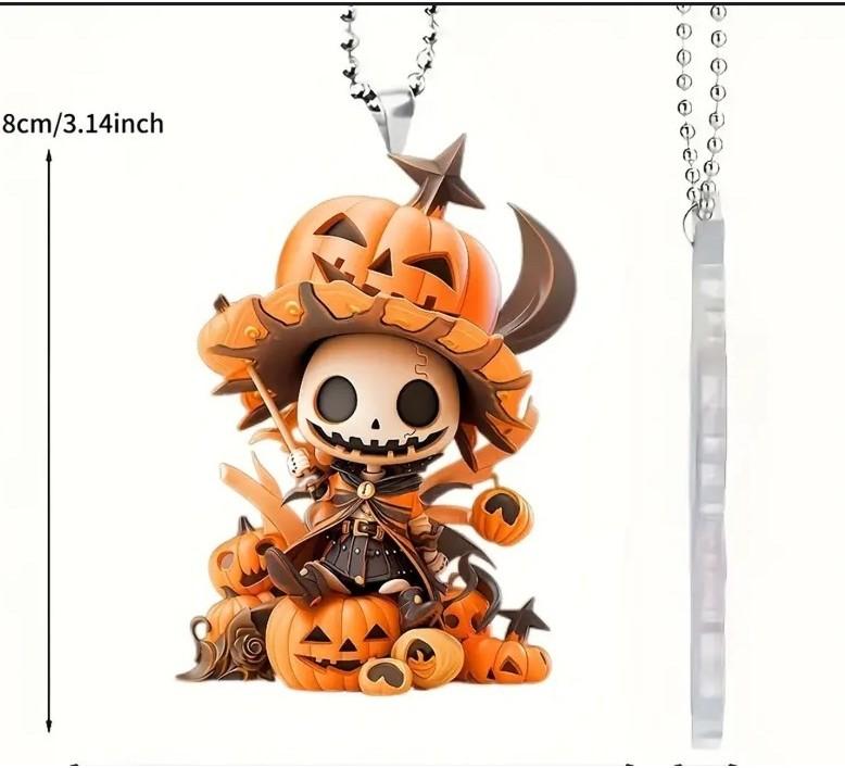 

Pumpkin Character Playful Rearview Mirror Ornament For Festive Car And Styling Home