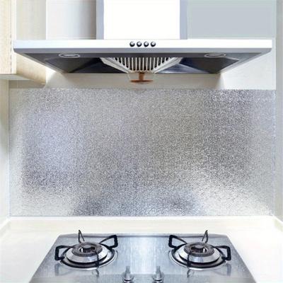 Kitchen Wallpaper Stickers Self Adhesive Aluminum Foil Oil Proof Waterproof Stickers for Countertop Drawer Cabinets Shelf Line