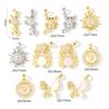 2 Pcs Cubic Zirconia Ocean Charms Turtle Lobster Crab Sun Gold Plated Enamel Micro Pave Brass Pendants For DIY Necklace Making