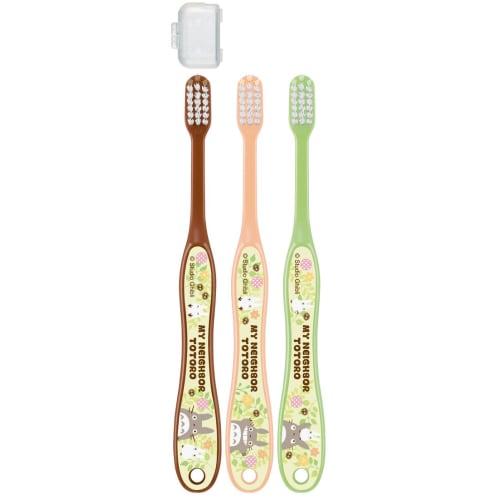 Skater Toothbrush with Cap, for Elementary School Students (Ages 6-12), Medium Bristles, Set of 3, Studio Ghibli Design, TB6T