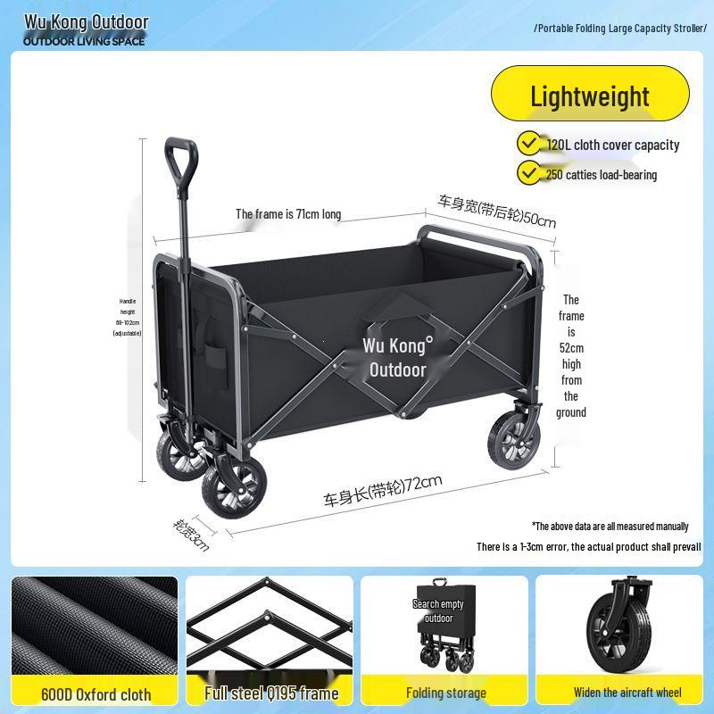 Portable Foldable Camper Van Cart: Hand-Pulled Travel Trailer for Kids, Outdoor Use.