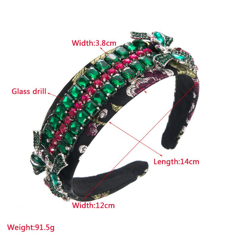 Women's Hairband Heavy Craft Bow Colored Drill Vintage Embroidery Palace Wide Edge Headwear