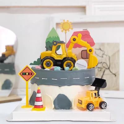 Bagger Auto Kran Traktor Geburtstagskuchenaufsätze Ingenieurwesen Bau Party Dekoration Junge Kind Ein Jahr 1. Geburtstagsparty Kuchen