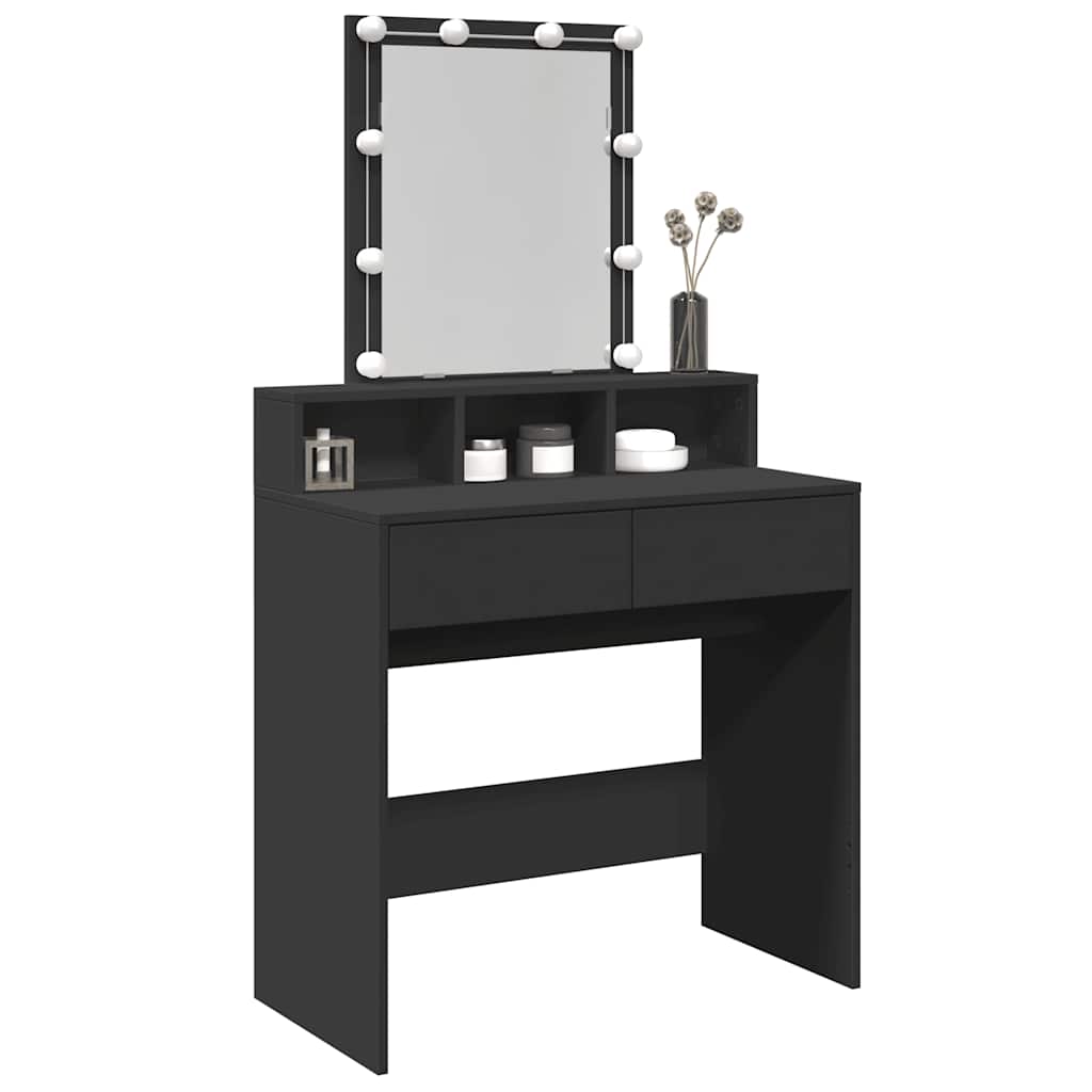 Vidaxl Dressing Table With LED Lighting, Black, 80X41X144.5 Cm