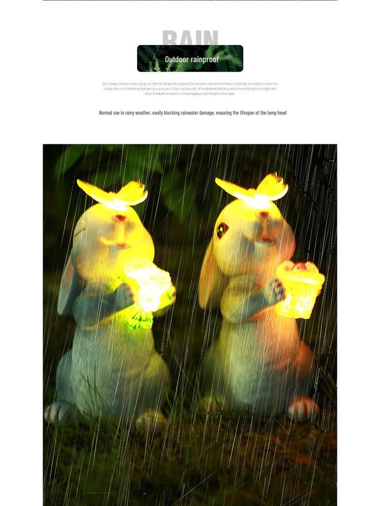 Outdoor Solar Rabbit-Shaped Light - Creative Garden Resin Ornament