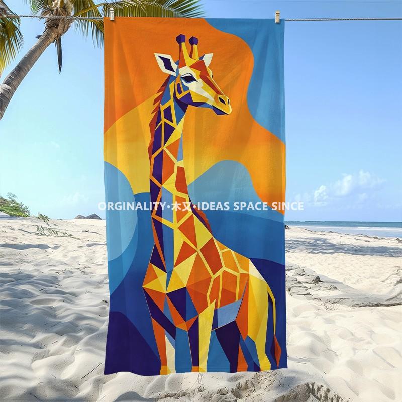 Geometrisches Giraffenmuster Strandtuch Gemustert Sonnenschutz Und Winddicht Geeignet Für Schwimmbad Camping Reisen