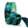 25Yards25Mm Polyester Ribbon Bronzing Ribbon Printed Christmas Ribbon For Christmas Decoration Diy Sewing Fabric