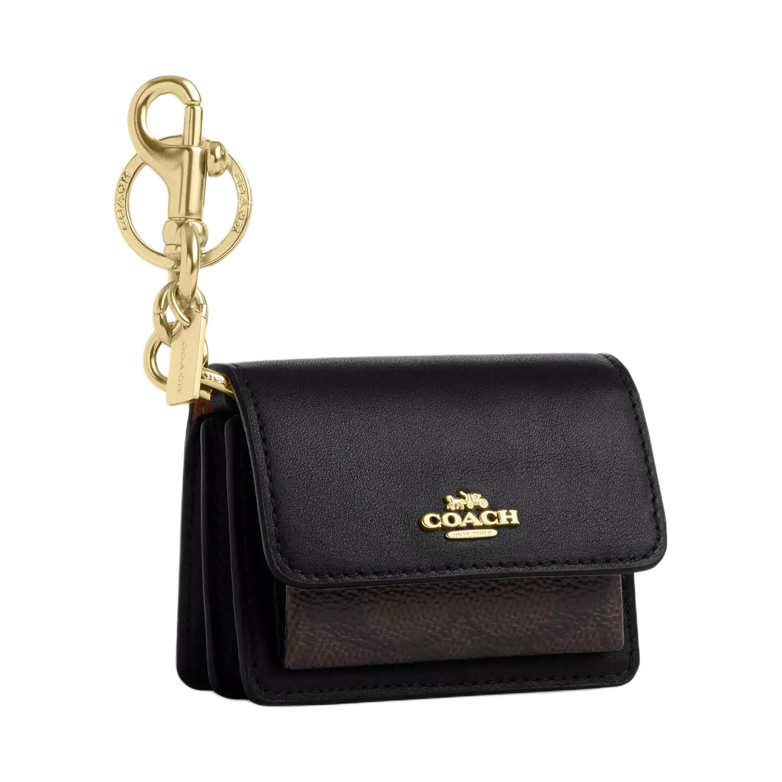 Coach Klare 9 Logo Classic Canvas Mini Wallet Women wallet Black CBK69-IMXAQ Black