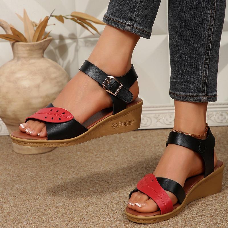 Fashion 2025 Fashion Open Toe Women's Sandals Summer Casual Plus Size Color Matching New Comfortable Best Seller Light Wedge Sandals
