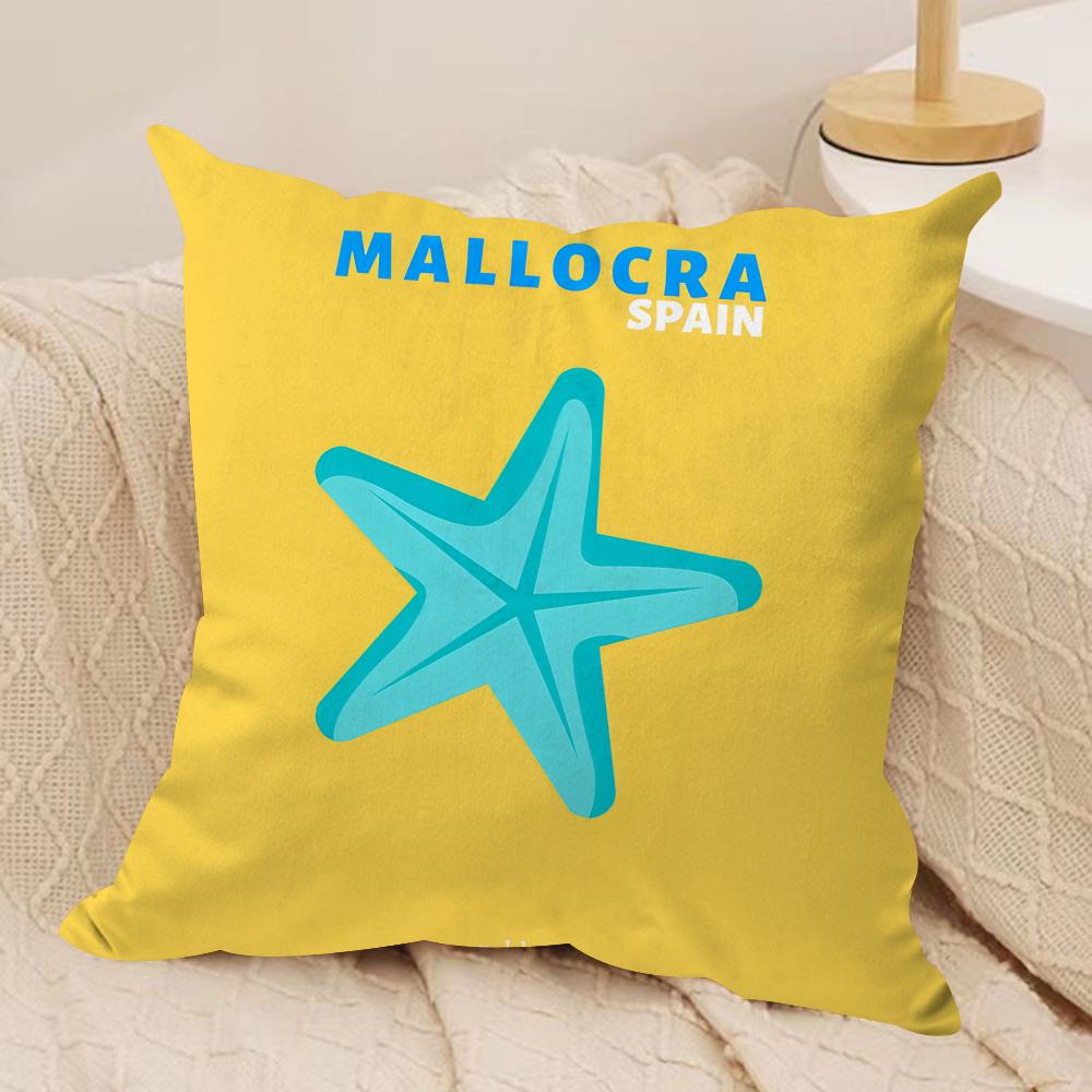 Travel Vacation Series Cushion Cover Silky Short Plush Invisible Zipper Dustproof Sofa Pillow Case For Home Decor