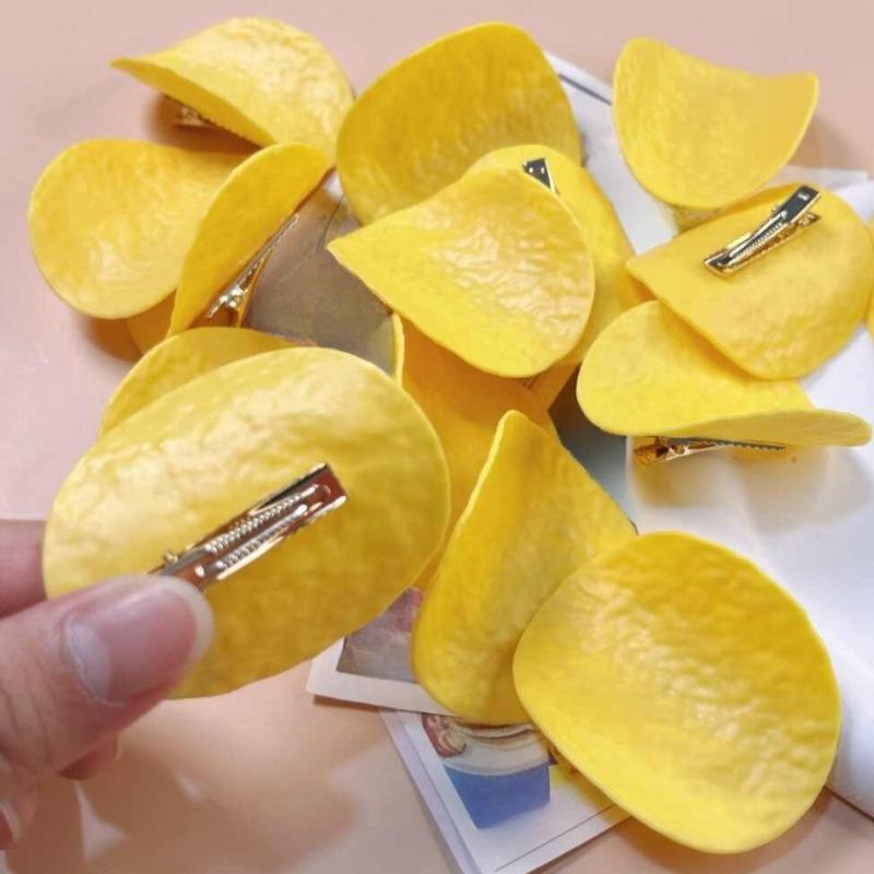 

50/1pcs Fun and Creative Imitation Snacks Funny Potato Chips Side Clips Cute Food Hair Clips 5pcs
