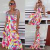 Women's Summer Vacation Print Halter Patchwork Swing Dress