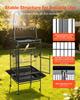 Bird Cage, 830 x 790 x 2100 mm, Open Flat Top, Wrought Iron Bird Flight Cage with Perches, Slide-Out Tray, Plastic Feeders, for Cockatiel, Monk