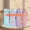 1PC Ballet Dancer Thank You Pattern 750ml Color Plastic Sports Water Bottle Leakproof Flip Straw Lid Suitable for Sports Office Home Use