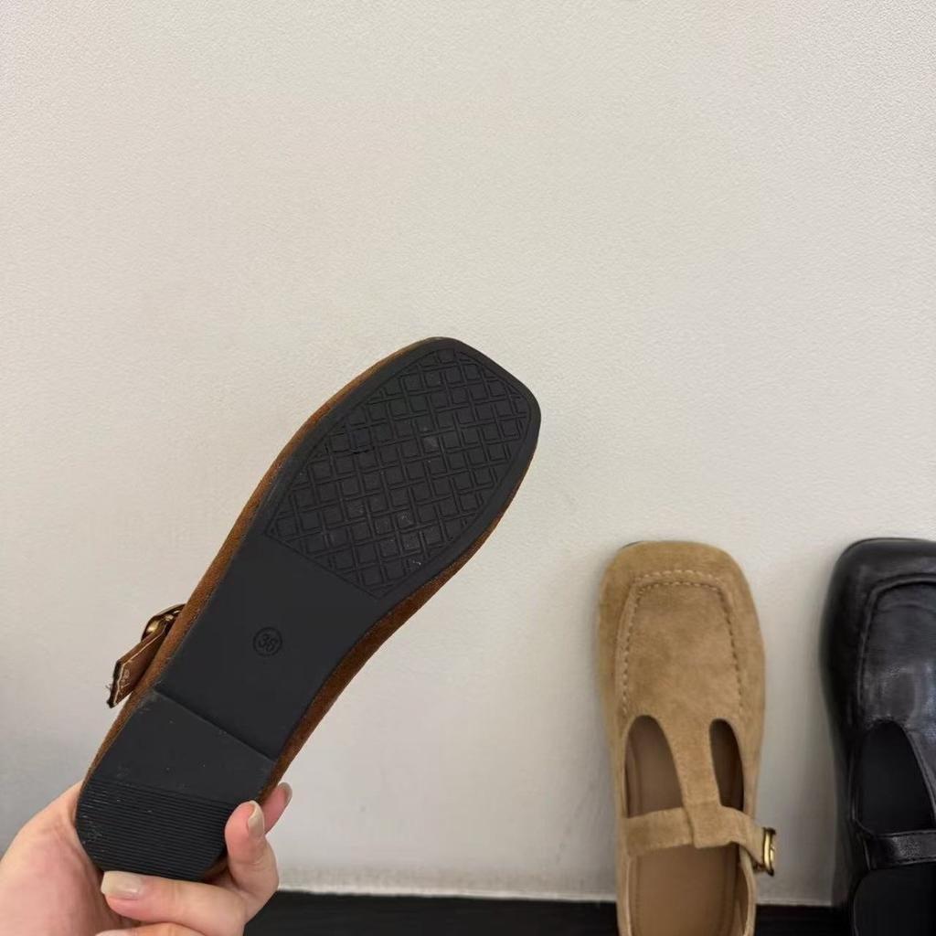 Korean Version of Autumn Shallow Mouth Mary Jane Shoes Square Head Mango Head Single Shoes Casual Soft-soled Shoes Grandma Shoes