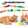 Langlebiges Katzenspielzeug Interaktiver Hüpfball mit Schwanz Bunter Flauschiger Wurm Glücklicher Regenbogen Jagen für Wohnungskatzen Lustiges Katzen-Spielzeug