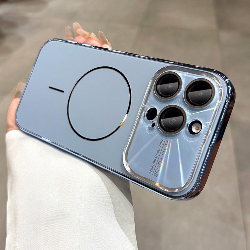 Luxury Laser Camera Magsafe Cover for iPhone 17Air 16 15  13 12 17Pro Max 16Pro 15ProMax Large Window Matte Magnetic Phone Cover
